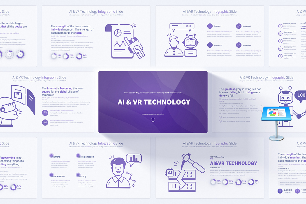 Artificial Intelligence & Virtual Reality Technology Keynote Infographics Slides